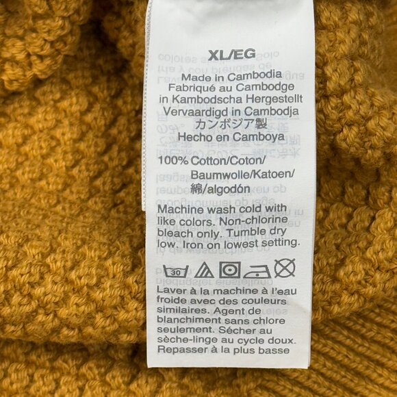 J Crew Mens Crewneck Sweater Cotton Checker Stitch XL Yellow Gold Pullover - Picture 6 of 8